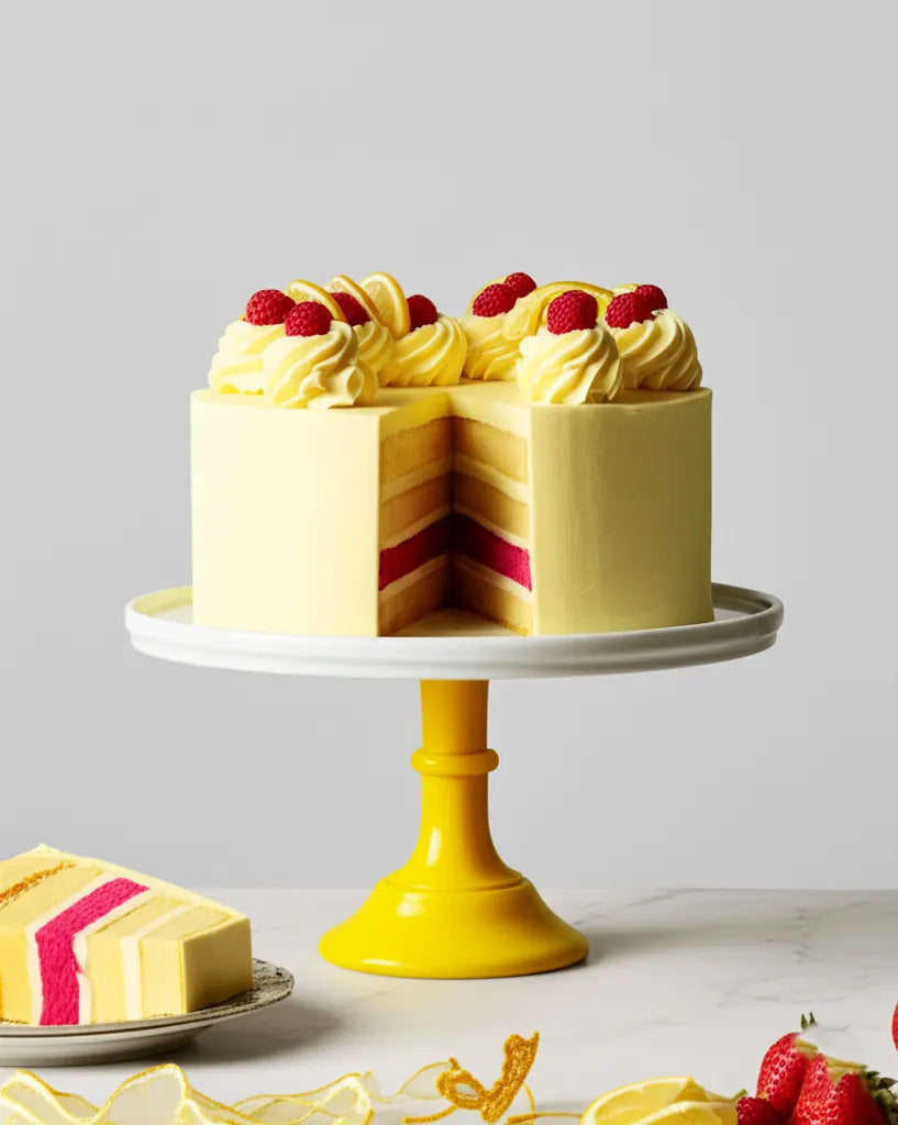 Lemon Raspberry Swirl Cake